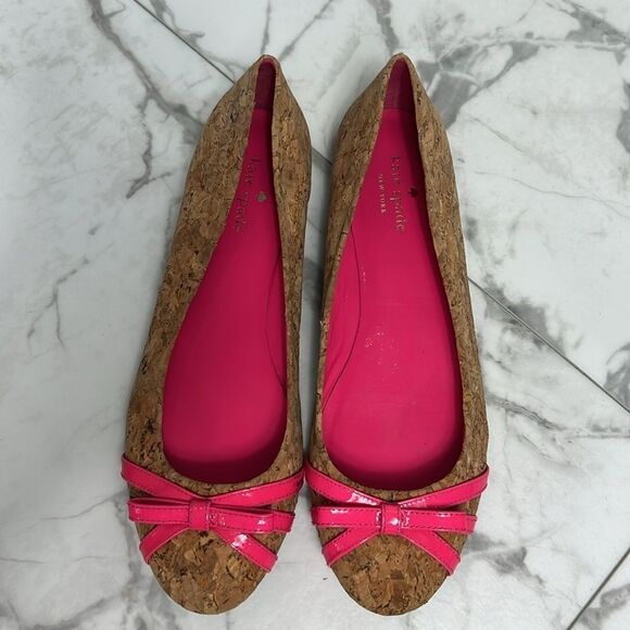 Kate Spade Cork and Hot Pink Flats Size 8.5 M - Picture 2 of 9